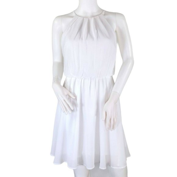 Lush Dresses & Skirts - Lush White High Neckline Ruched Short Dress Small